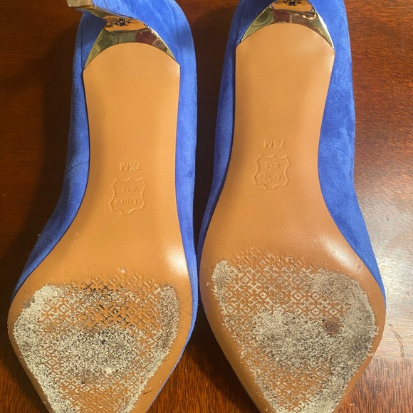 Tory Burch Elana Suede Pumps in Jelly Blue Size 7.5 - Picture 2 of 4